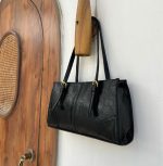 کیف مجلسی چرم مشکی زارا